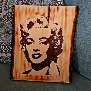 Handmade woodburned Marilyn Monroe plaque